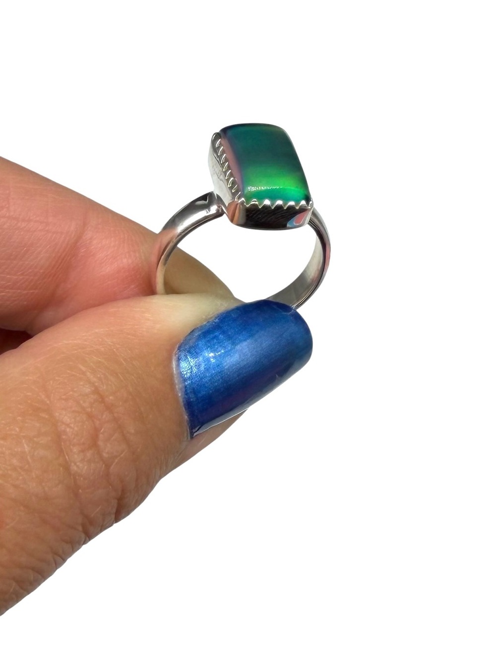 Aurora Fire Opal Ring Size 6 Solid 925 Sterling Silver Aura - Picture 13 of 14